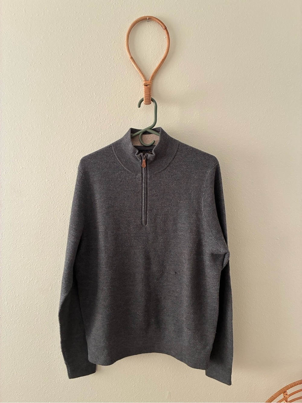 Brooks Brothers Merino Wool Quarter Zip in Heathered Grey